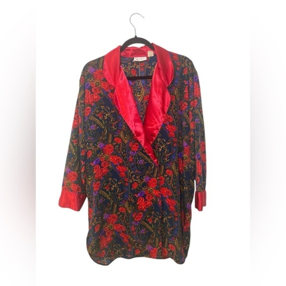 Vintage Victoria's Secret Gold Tag Rose & Paisley Robe Night Shirt - Picture 1 of 5